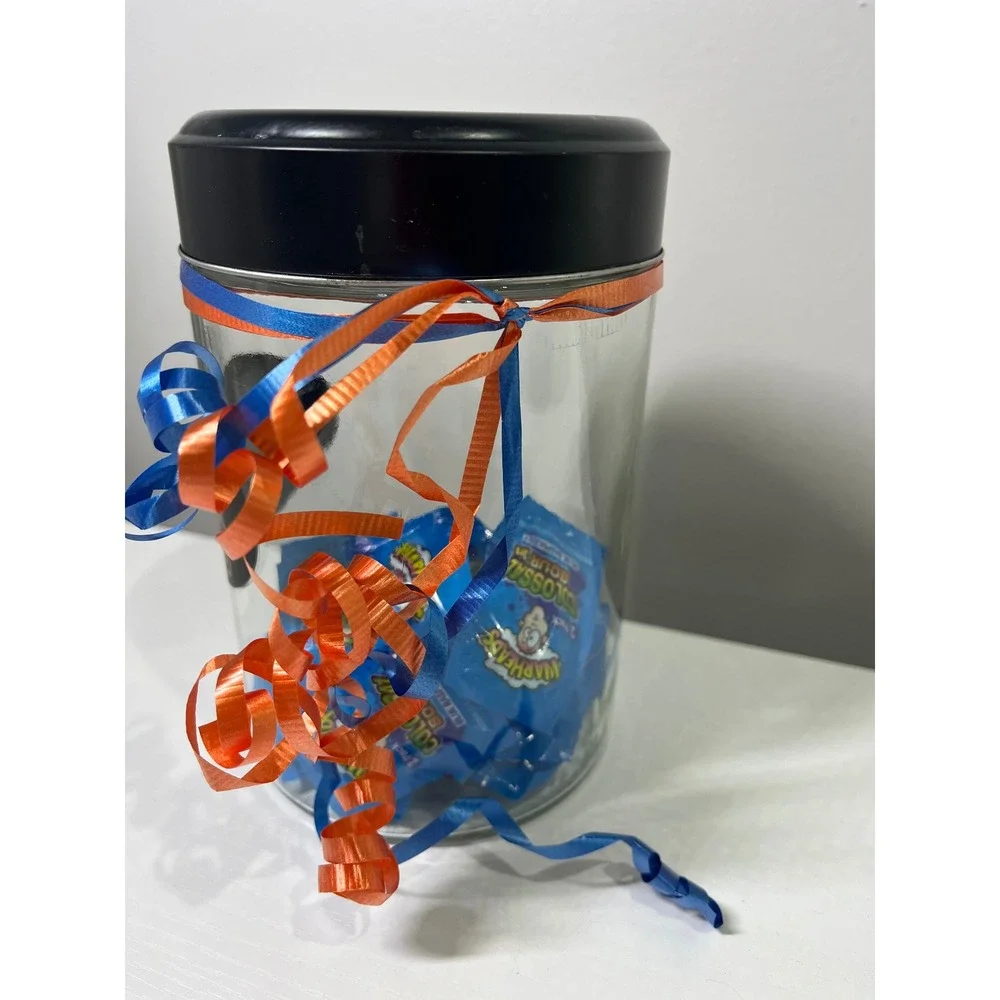 University of Florida UF Gators‎ Glass Canister Jar with Black Lid Blue Orange